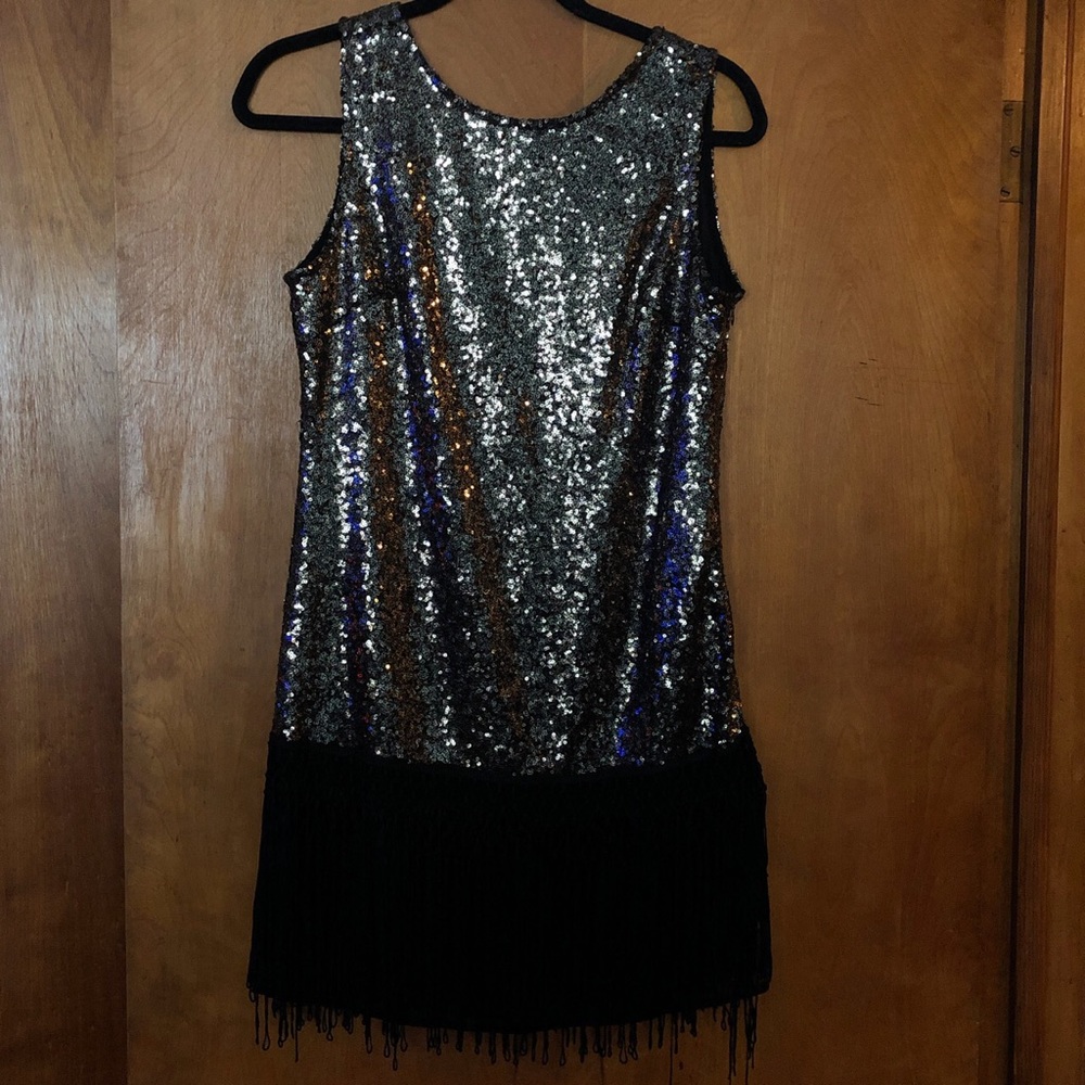 Gold and black sequins flapper dress